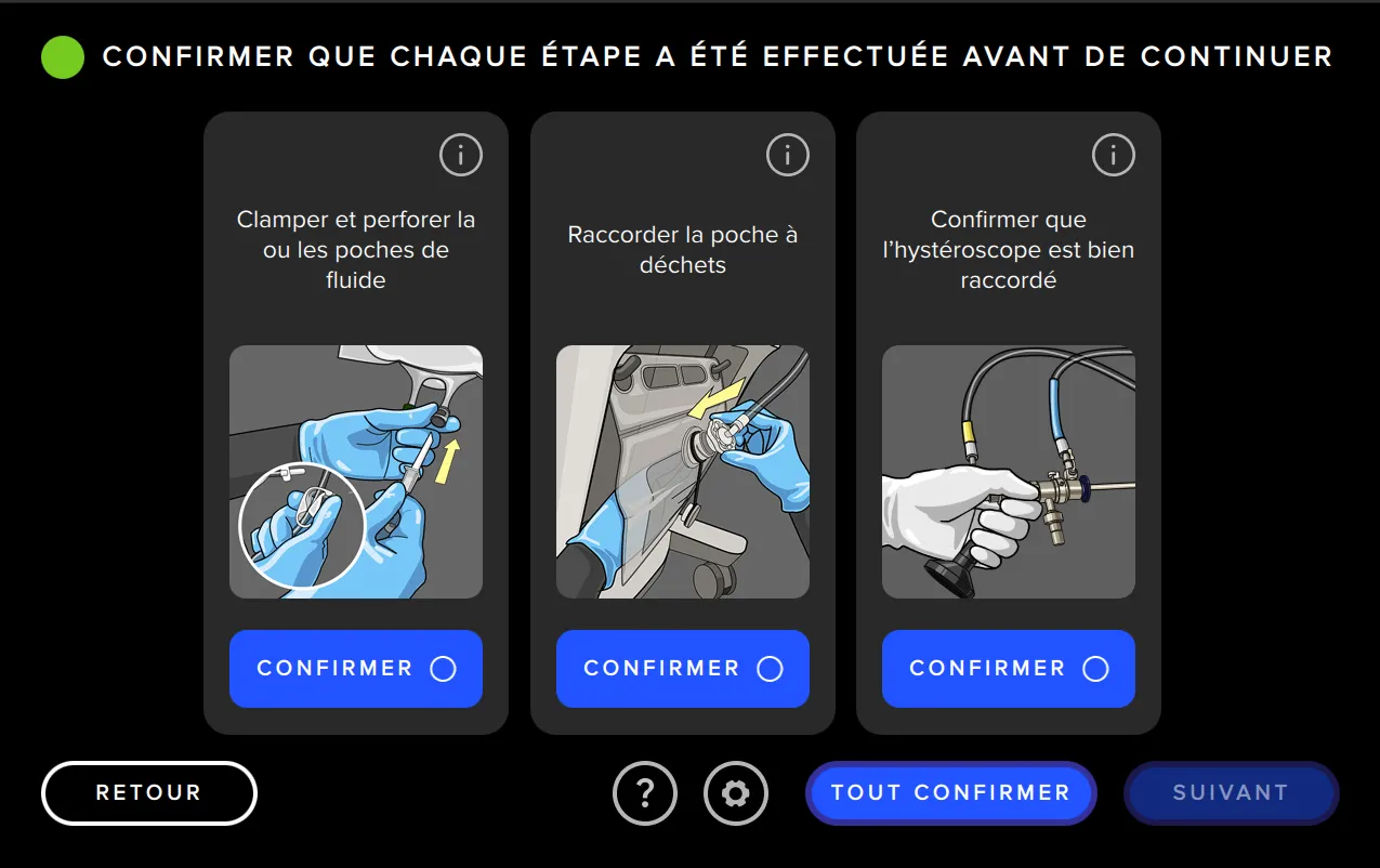 Capture d’écran de l’interface utilisateur du système de gestion des fluides Fluent Pro montrant la configuration du système.